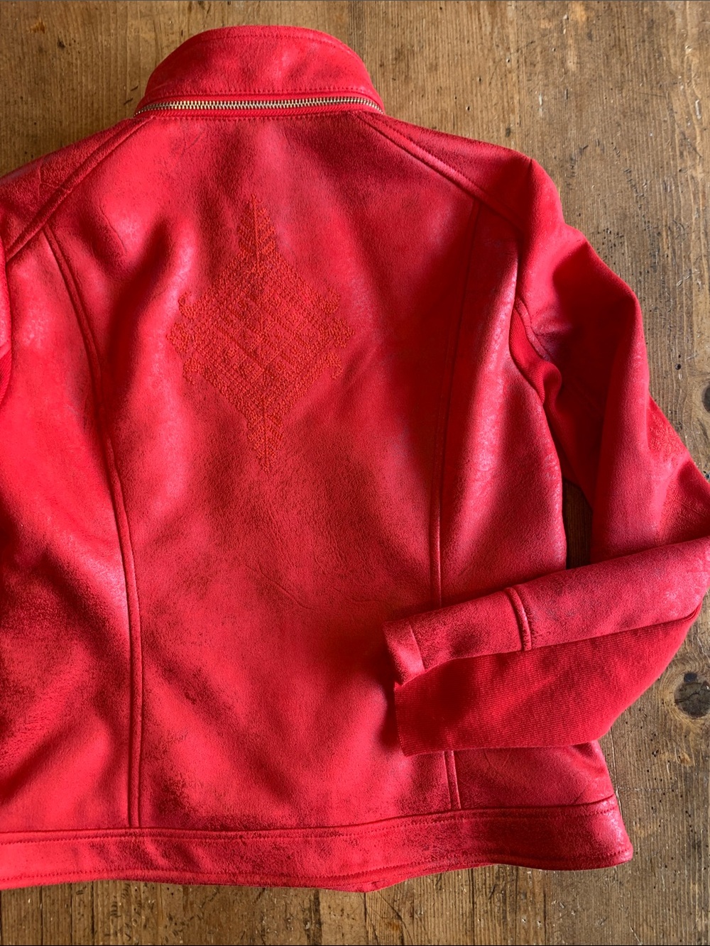 Desigual Women's Red Moto Asymmetrical Zip Leather Jacket - Picture 11 of 16